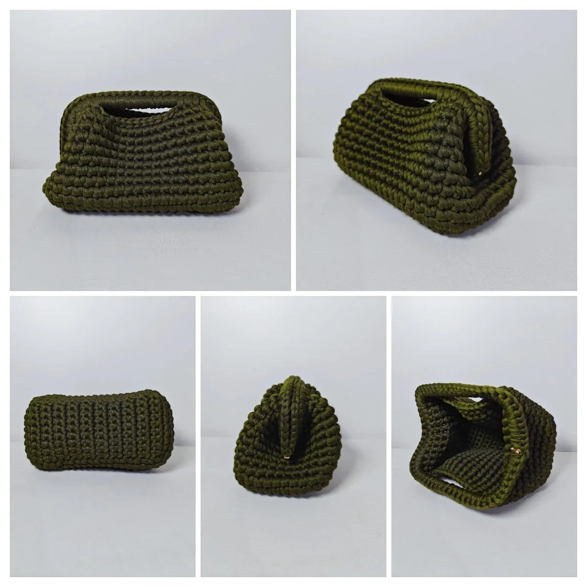 Yingzi Small Crochet Cluth Bag with Handle Handmade Evening Bag Makeup Bag
