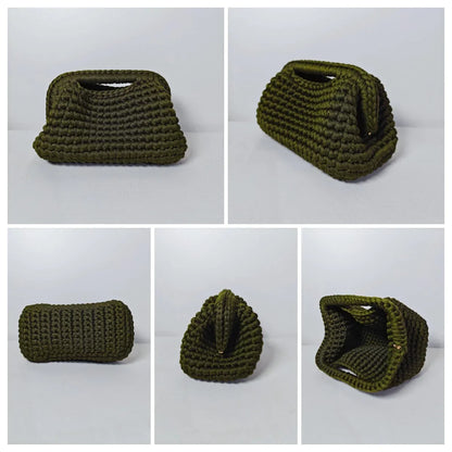 Yingzi Small Crochet Cluth Bag with Handle Handmade Evening Bag Makeup Bag