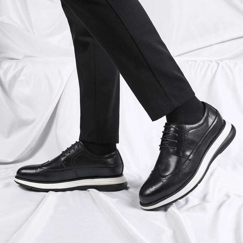 High End British Style Office Business Dress Shoes Men's Casual Leather Thick Soled Simple Walking Shoes Fashion Oxford Shoes