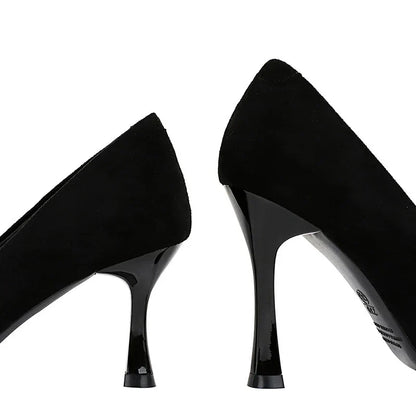 Autumn Simple Elegant 10cm 7cm High Heels Stiletto Womens Shoes Pointed Black Etiquette Professional Single Shoes Wedding Shoes