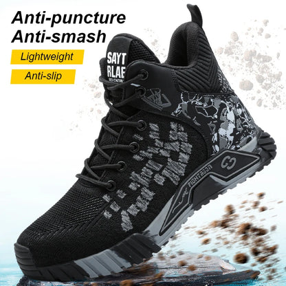 High Top Protective Safety Shoes Men Steel Toe Work Shoes Men Women Work Safety Boots Anti Smash Safety Indestructible WorkBoots