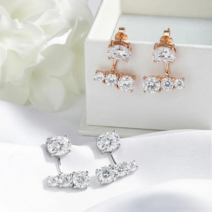 Gradient Full Moissanite Drop Earrings for Women Oval Cut Sparkling Lab Diamond Fine Jewelry Pure 925 Sterling Silver