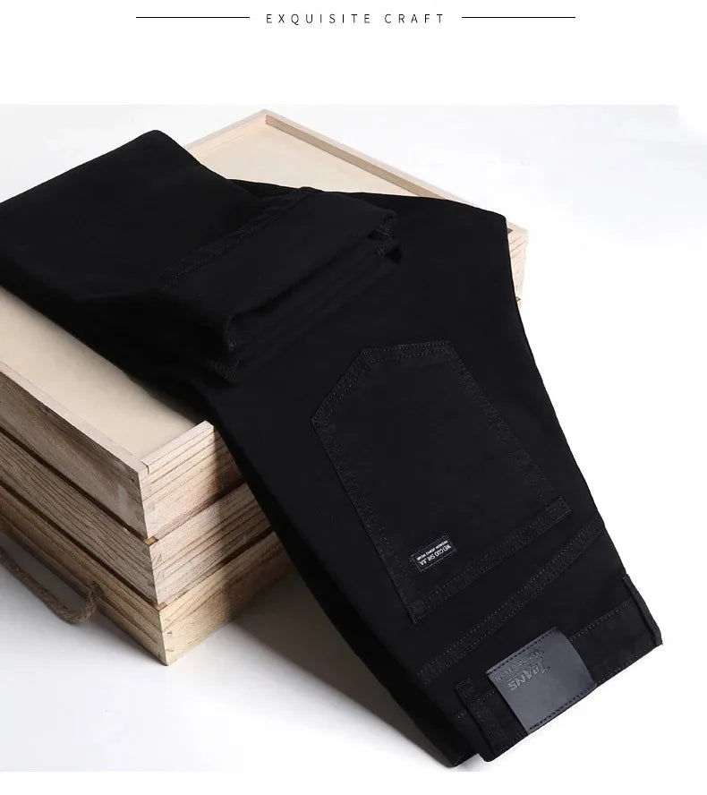 2026 Classic Men Straight Jeans Homme Pantalon Streetwear Soft Black Blue Masculino Denim Mans Pants