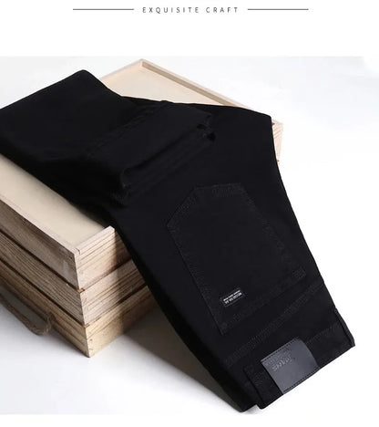 2026 Classic Men Straight Jeans Homme Pantalon Streetwear Soft Black Blue Masculino Denim Mans Pants