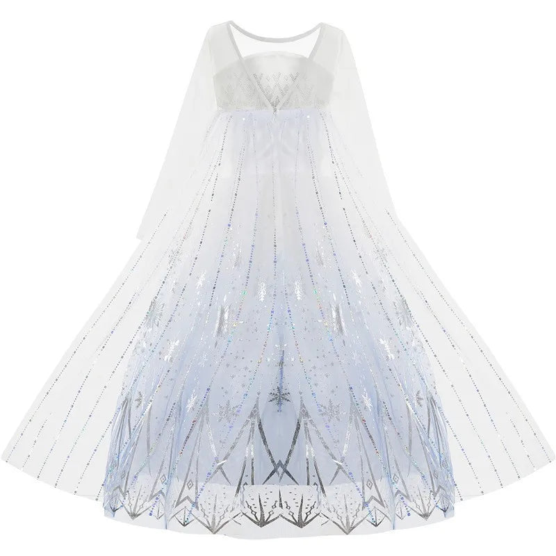 Halloween White Frozen Costumes for Girl Cosplay Elsa Princess Dress Long White Dress Halloween Carnival Dress Fire Spirit Olaf