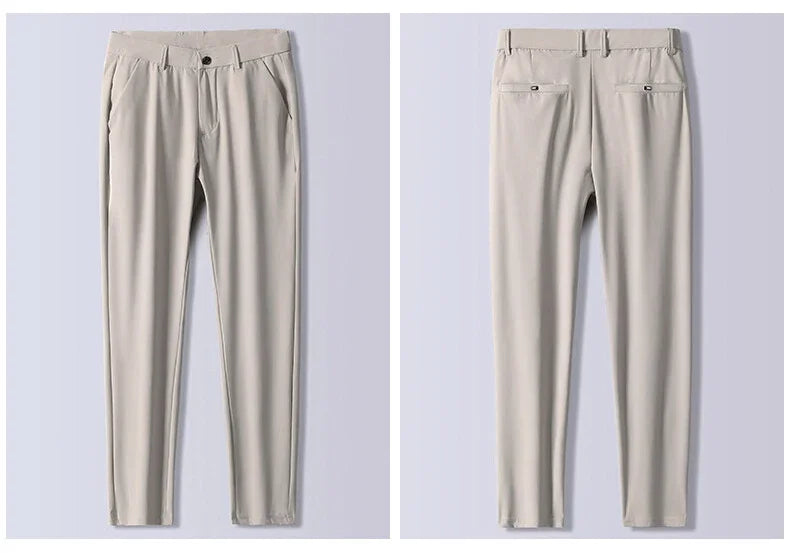 Summer New Stretch Soft Suit Pants Men Thin Fashion Business Elastic Waist Korean Slim Brand Clothes Casual Formal Trousers Male