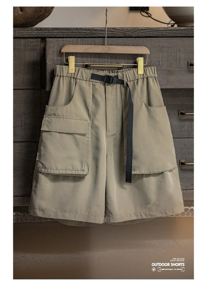 Outdoor Lightweight Functional Solid Shorts Quick Drying Pants Anti Wrinkle Large Pockets Casual Pants for Men's Summer