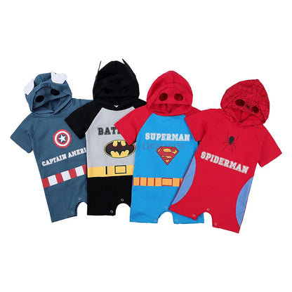 Spider Man Batman Captain Baby Rompers Newborn Baby Kawaii Cute Anime Cartoon Cosplay Costume Jumpsuit Cotton Clothes Kid Gift