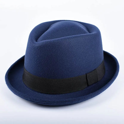Classic Fedoras Men's Hat Fashion Autumn 2026 Solid Winter Short Sleeve Fedora Jazz Top Hats Women Black Gentleman Felt Cap