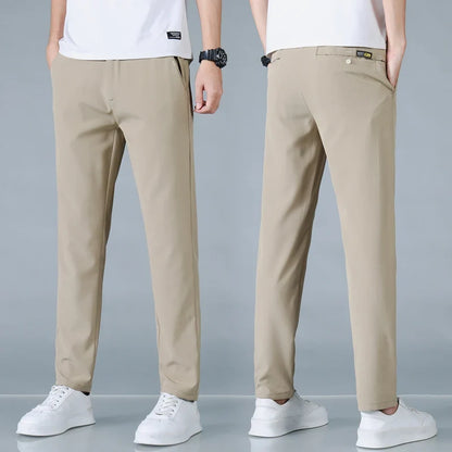 2025 Spring Summer Ultra-thin Men's Casual Pants Slim Straight Leg Elastic Waist Sports Jogging Trousers Fashion Men Golf Pants