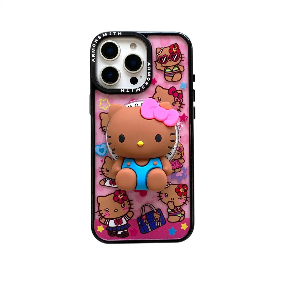 Y2K Hello Kitty Cute Cartoon Magnetic Phone Case For IPhone 12 13 14 15 16 17 Pro Max Protective Cover with Stand Fundas