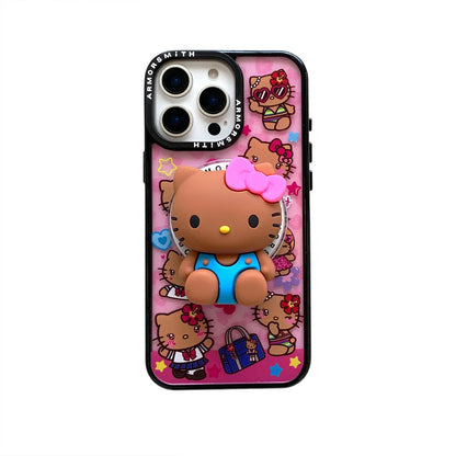 Y2K Hello Kitty Cute Cartoon Magnetic Phone Case For IPhone 12 13 14 15 16 17 Pro Max Protective Cover with Stand Fundas