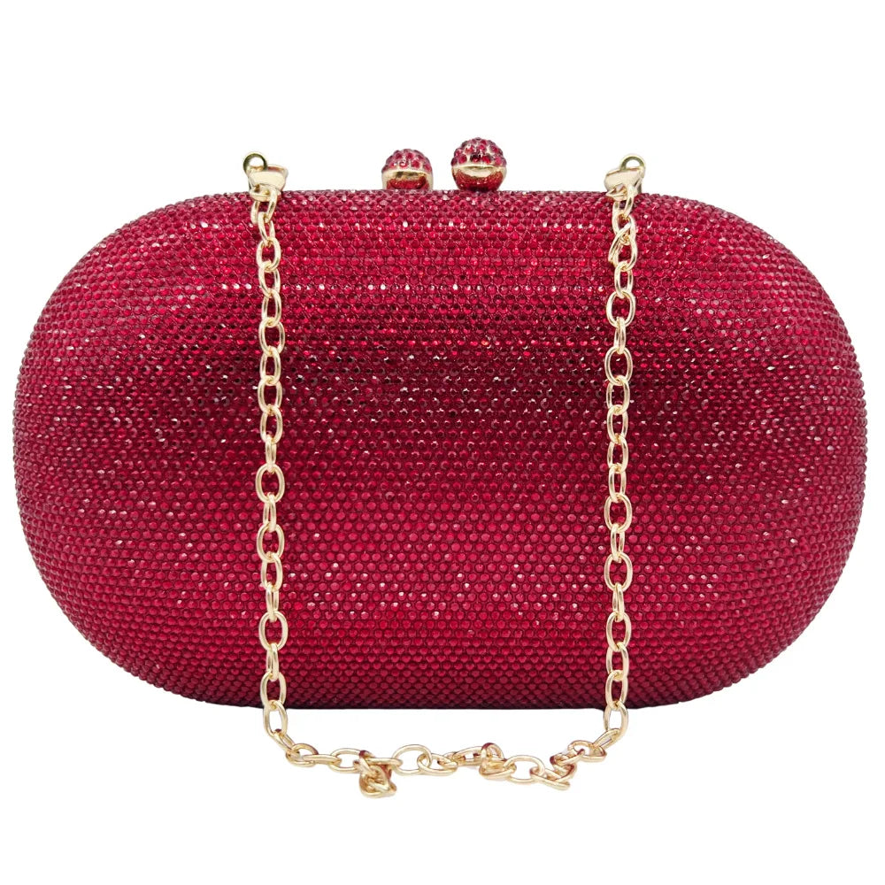Middle East Diamond Embellished Evening Bag Pure Color Rhinestone Women's Clutch Handbag Polyester Daily Match Magnetic Buckle