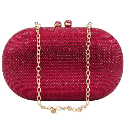 Middle East Diamond Embellished Evening Bag Pure Color Rhinestone Women's Clutch Handbag Polyester Daily Match Magnetic Buckle
