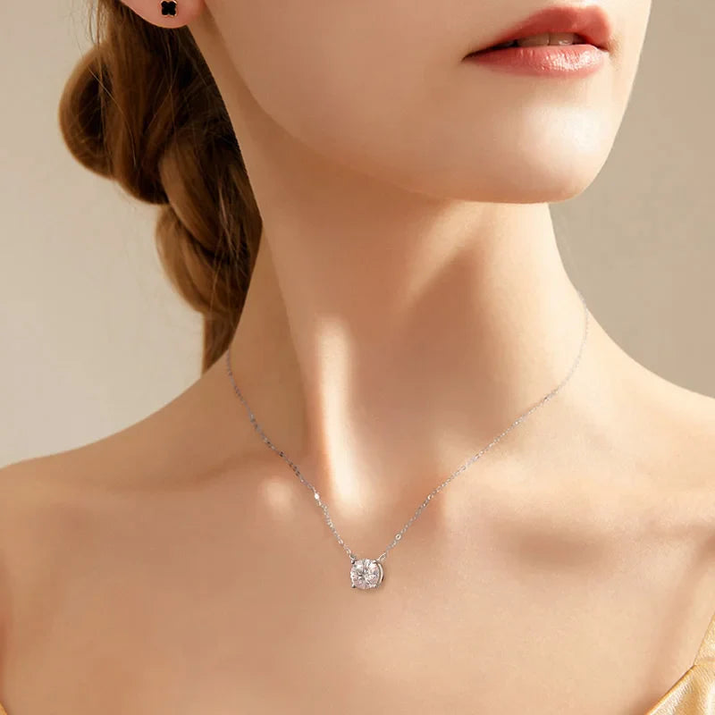 D VVS1 Moissanite Necklaces for Women Solitaire Pandent Diamond GRA Certified s925 Silver Plated 18k Dainty Necklace