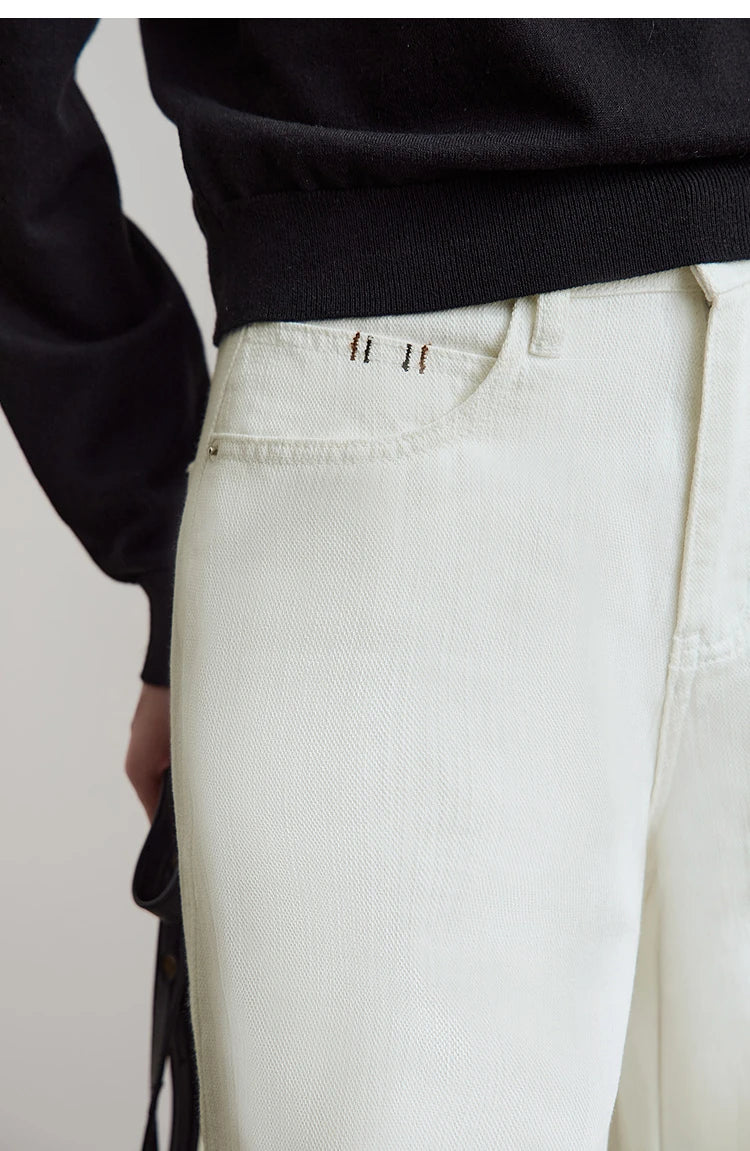 Minimalist 2025 Autumn New Arrival Pants Minimalism Retro Casual Office Lady Pure Cotton Jeans Women Denim Trouser 12543141