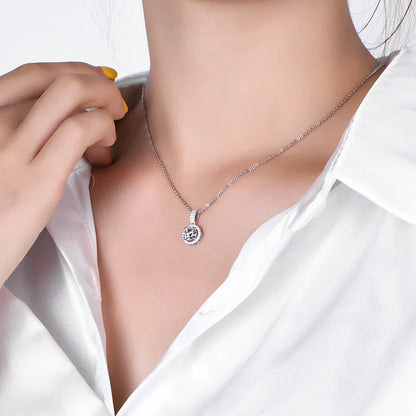 925 Sterling Silver Necklace For Women Real Moissanite Diamonds Pendant With GRA Certificate Neck Chain Fine Jewelry