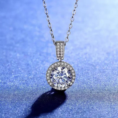 925 Sterling Silver Necklace For Women Real Moissanite Diamonds Pendant With GRA Certificate Neck Chain Fine Jewelry