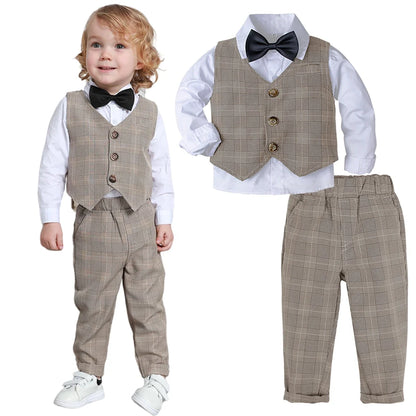 Baby Wedding Outfit Boy Toddler Baptism Suit Kids Birthday Party Easter Gift Clothes Infant Gentleman Xmas Clothing Set 3PCS