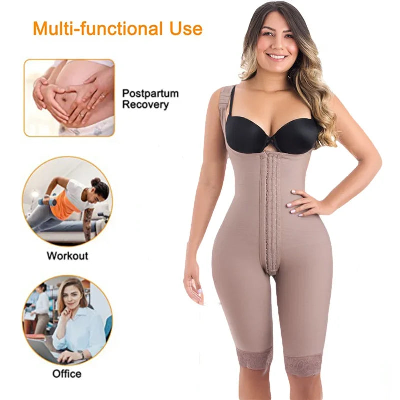 Colombianas Compression Fabric Abdominal Control Adjustable Shoulder Clasps And Buttock Butt Lifter Slimming Body Shaper