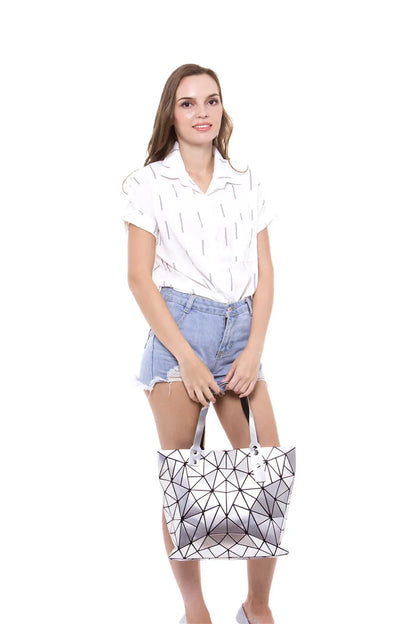 Women Bag Hot Sale 2026 Female Tote Shoulder Bag New Luxury Handbags Woman Bags Designer Geometry Hologram Top-Handle Bag