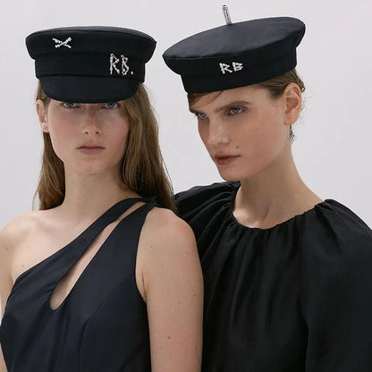 Brand Collection Wool Newsboy caps  New Women Hats Flat Militray Caps Baker Boy Hat with logo