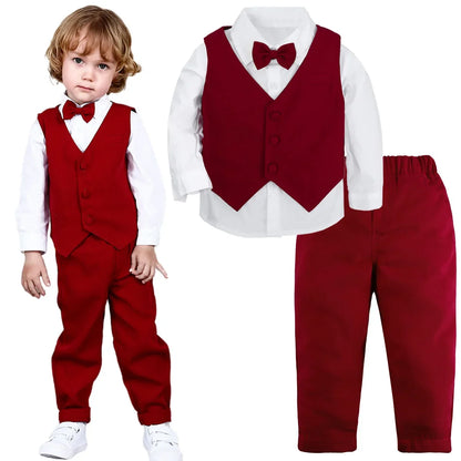 Baby Wedding Outfit Boy Toddler Baptism Suit Kids Birthday Party Easter Gift Clothes Infant Gentleman Xmas Clothing Set 3PCS