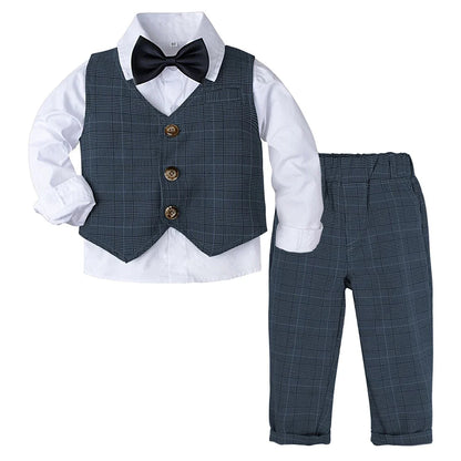 Baby Wedding Outfit Boy Toddler Baptism Suit Kids Birthday Party Easter Gift Clothes Infant Gentleman Xmas Clothing Set 3PCS