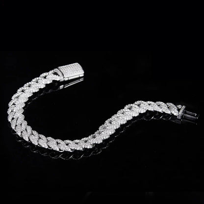 All Moissanite Cuban Hip Hop Bracelet for Men 6mm 8mm Full Diamond with GRA 925 Sterling Silver Teen Girls Chain