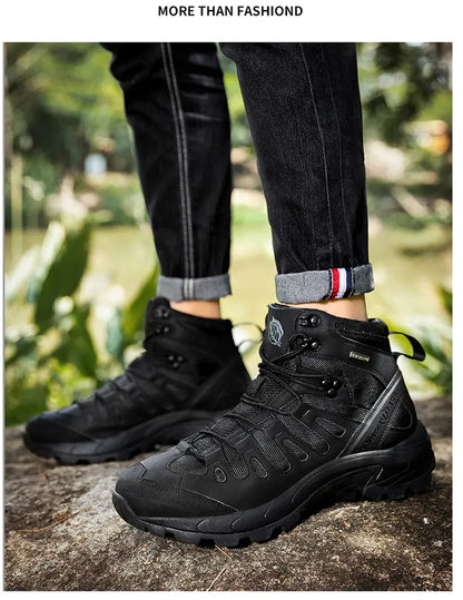 Summer Fashion Men Boots Outdoor Leather Boots Breathable Combat Boots Plus Size 46 Desert Boots Walk Shoes Autumn